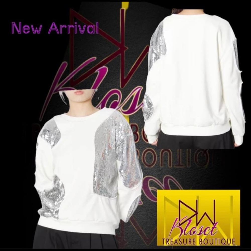 Sweatshirt with sequins one Shoulder